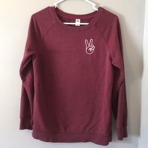 Peace Hand Sign Maroon Sweatshirt
